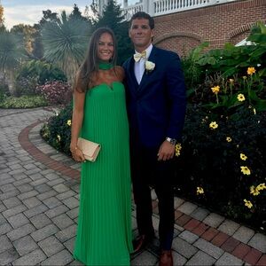 Lulu’s Green Pleated Maxi Dress Gown